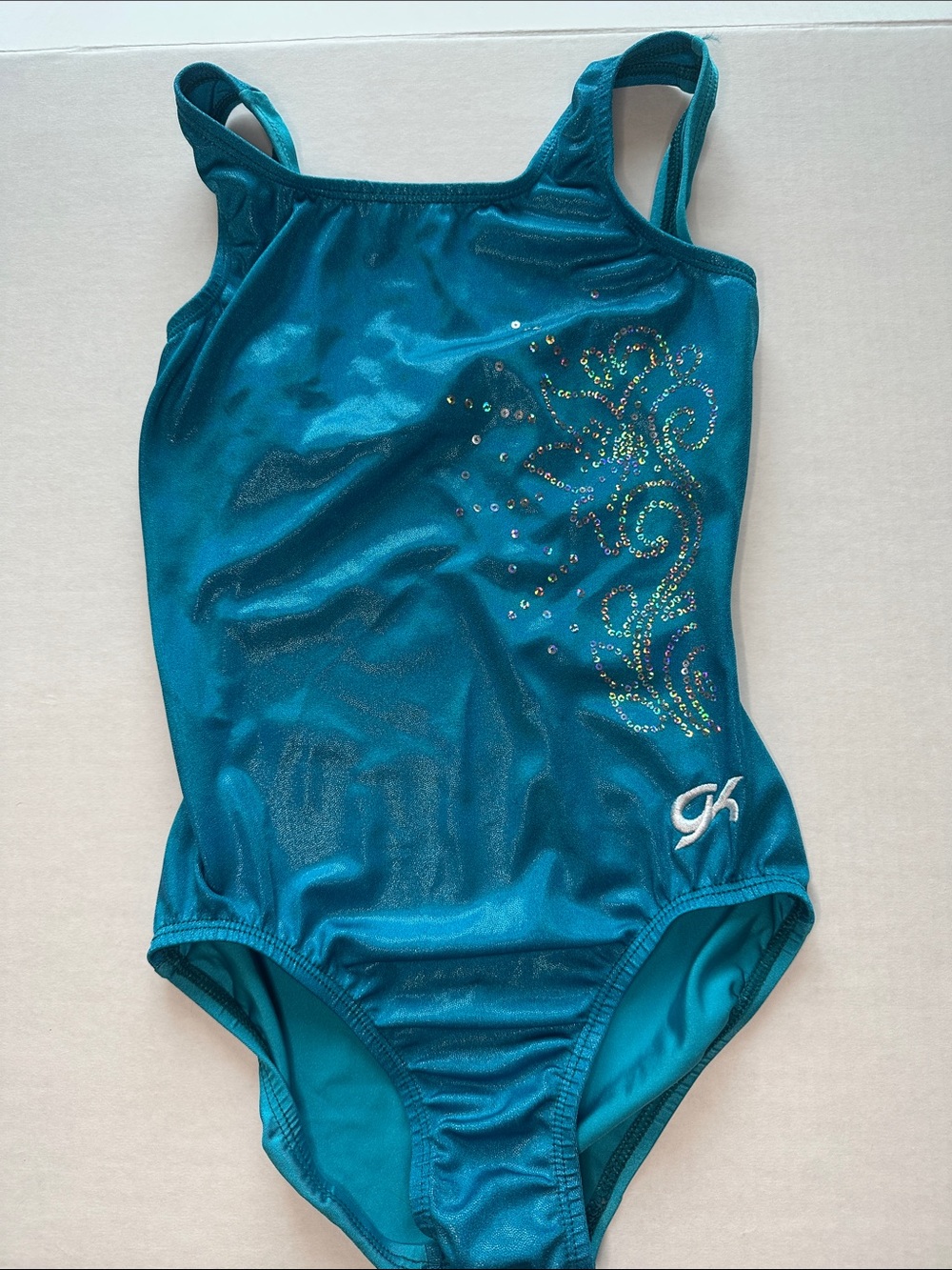 GK Teal Mystique Spangle Gymnastics Leotard AXS